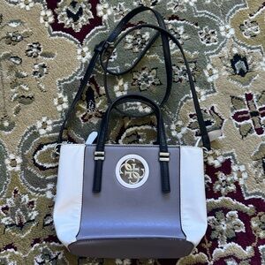 Guess Handbag Crossbody Gray/White/Black Silver Hardware